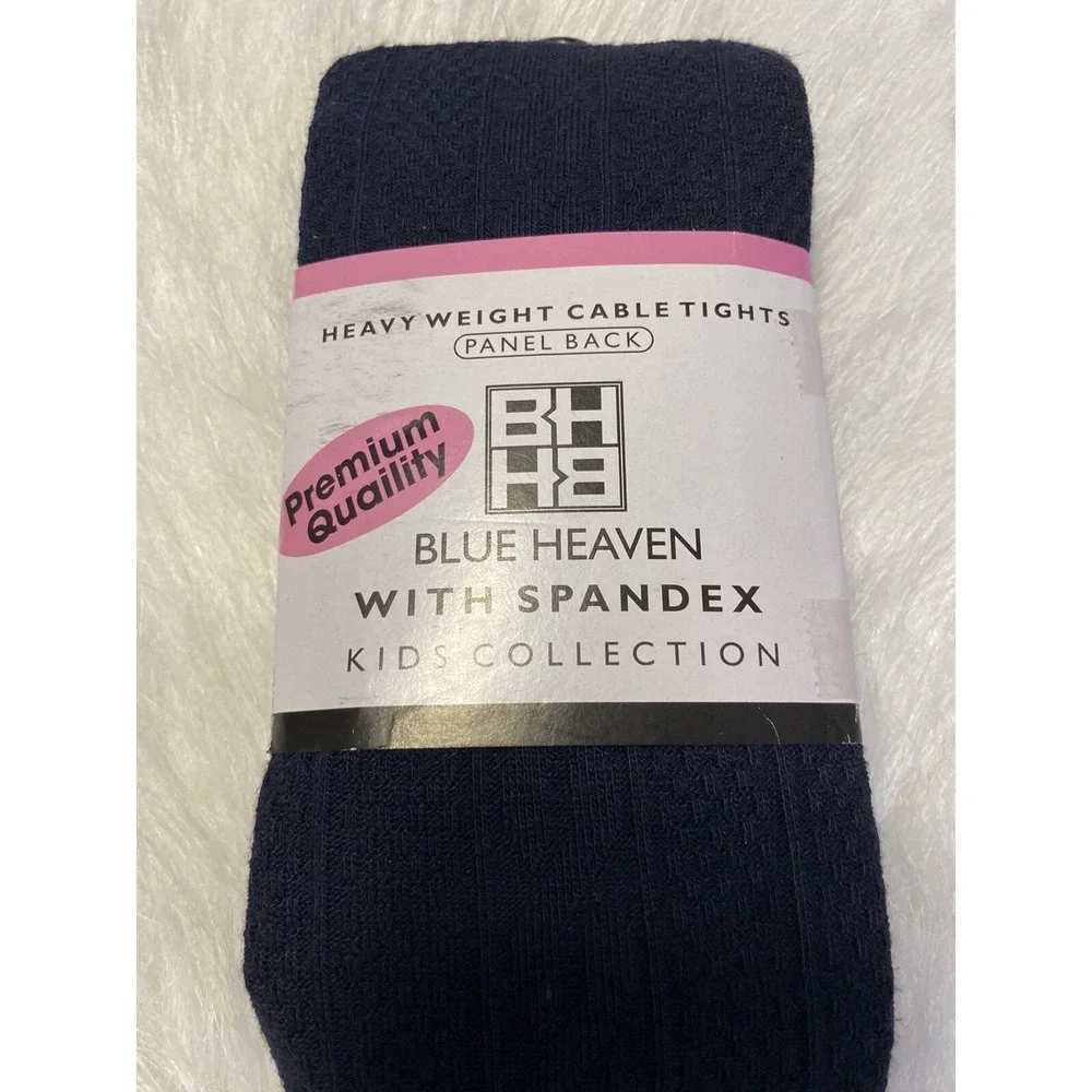 Blue Heaven Heavy Weight Cable Tights Girls Size 7-10 Blue Color Footed